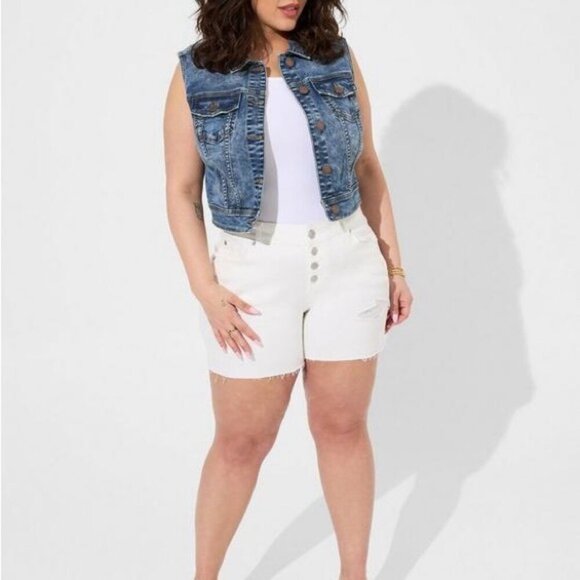 Women’s torrid 3 Vintage Wash Vintage Stretch Denim Crop Jean Vest 22 24 3XL - Picture 14 of 15